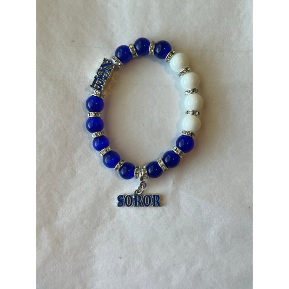 Zeta Phi Beta Bling Natural Agate Soror Charm Bracelet - Picture 1 of 11